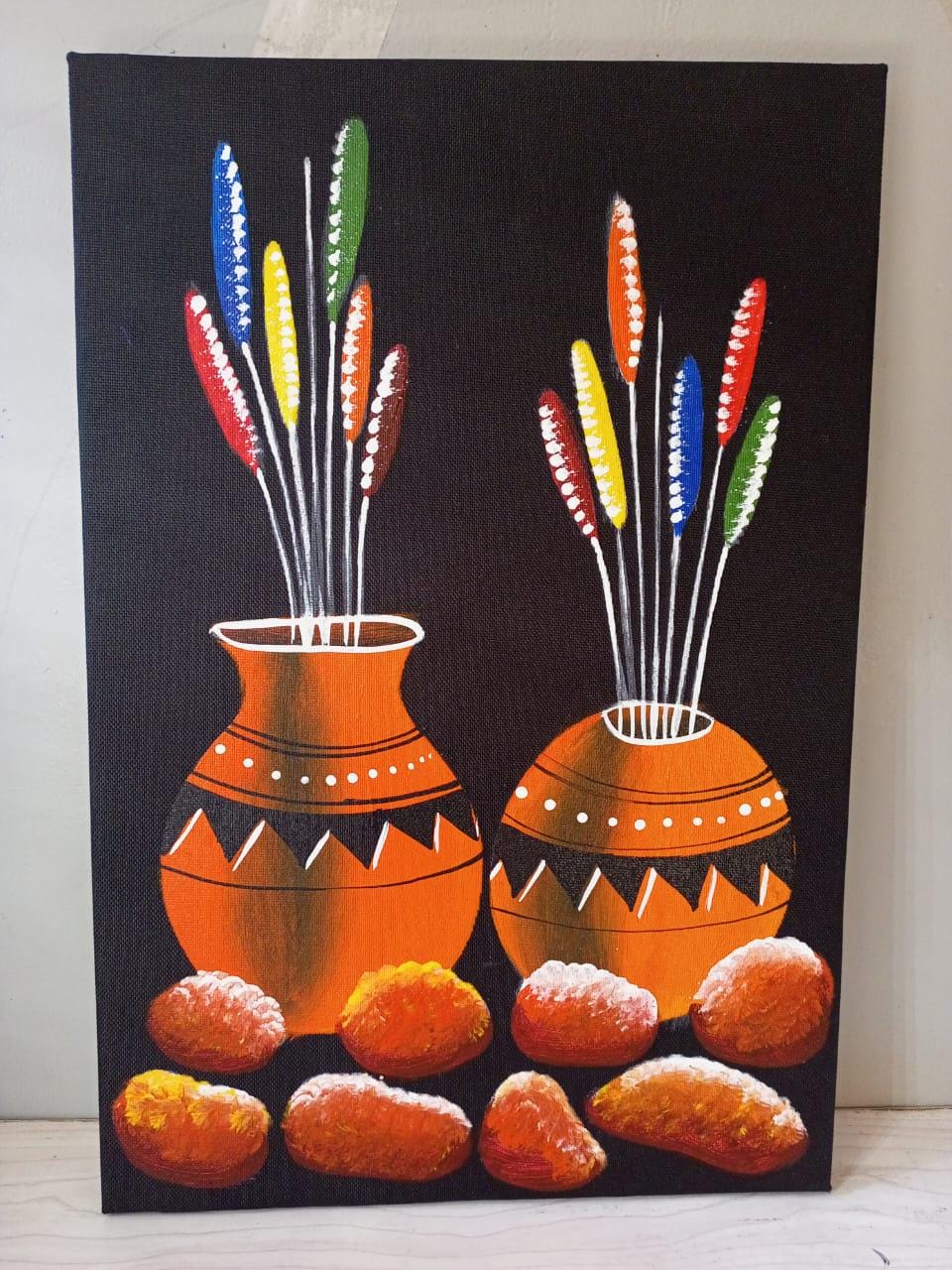 Handmade Canvas Wall Art | Festive Christmas Decor | Unique Gift for Holidays | Modern Boho Home Accent | Ready-to-Hang Painting