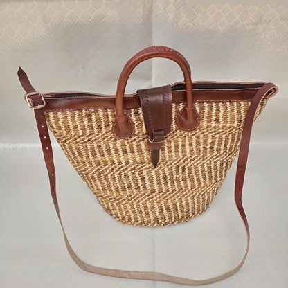 Handmade Woven Sisal Sling Bag - Boho Eco-Friendly Crossbody Bag | Sustainable Natural Fiber Purse | African Artisan Handcrafted Bag
