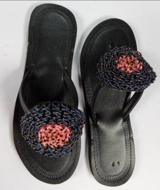 Handmade African Beaded Sandals/Authentic Maasai-Style Leather Flip-Flops Women/Boho Beach Sandals/Comfortable Summer Sandal African Gifts