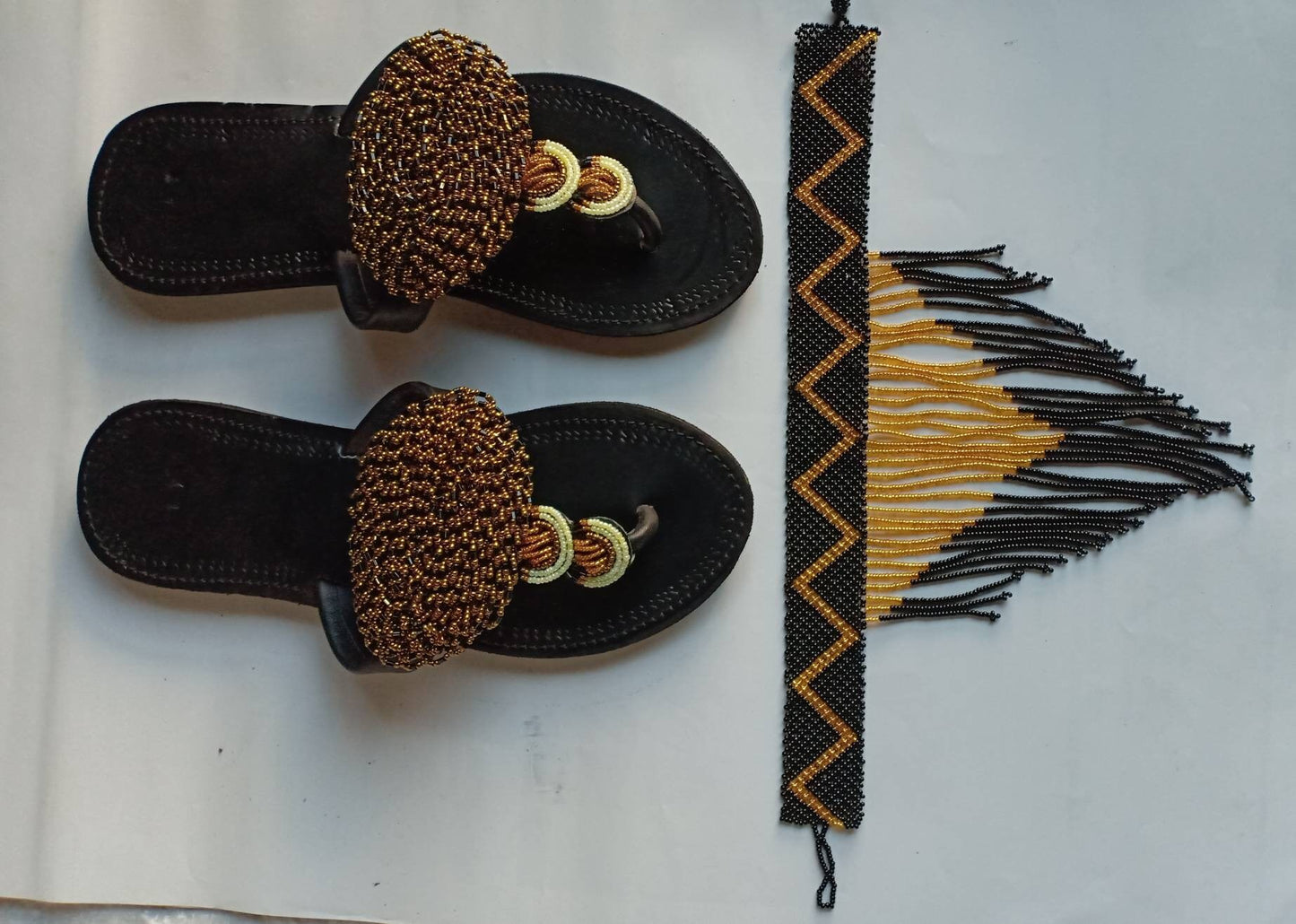 Handmade African Beaded Sandals/Authentic Maasai-Style Leather Flip-Flops Women/Boho Beach Sandals/Comfortable Summer Sandal African Gifts
