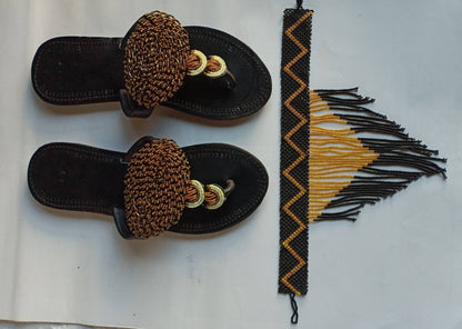 Handmade African Beaded Sandals/Authentic Maasai-Style Leather Flip-Flops Women/Boho Beach Sandals/Comfortable Summer Sandal African Gifts