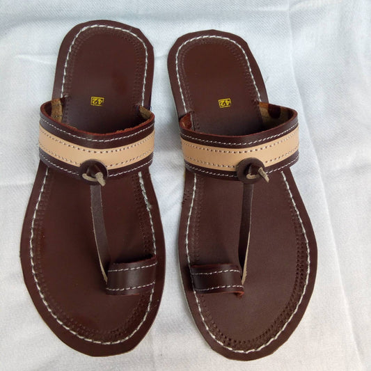 Handmade African Men's Sandals/Genuine Leather Beaded Flip-Flops/Comfortable Summer Sandals for Men/African Shoes/Unique Gift for Him