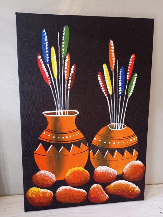 Handmade Canvas Wall Art | Festive Christmas Decor | Unique Gift for Holidays | Modern Boho Home Accent | Ready-to-Hang Painting