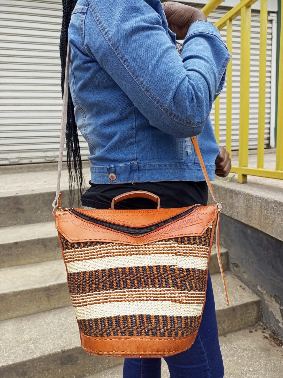 Handmade Woven Sisal Sling Bag - Boho Eco-Friendly Crossbody Bag | Sustainable Natural Fiber Purse | African Artisan Handcrafted Bag