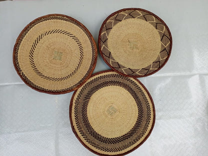 Handwoven Tonga Basket | African Wall Decor | Boho Home Decor | Fair Trade Wall Hanging /Rustic Farmhouse Decor | Handmade Wall Art 12-18