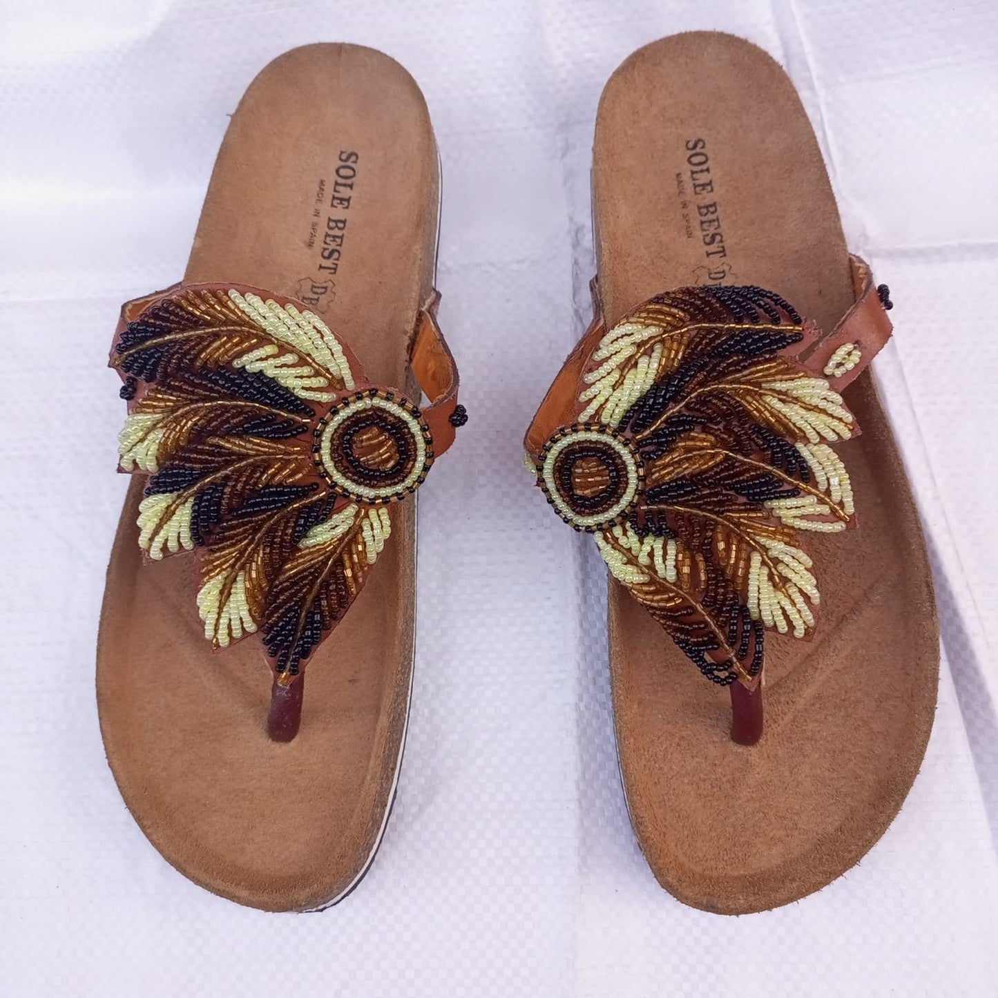 Handmade African Beaded Sandals/Authentic Maasai-Style Leather Flip-Flops Women/Boho Beach Sandals/Comfortable Summer Sandal African Gifts
