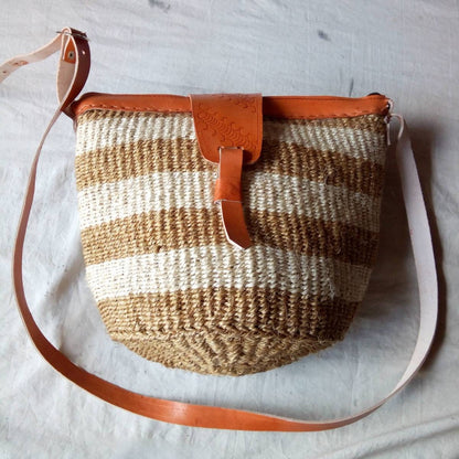 Handmade Woven Sisal Sling Bag - Boho Eco-Friendly Crossbody Bag | Sustainable Natural Fiber Purse | African Artisan Handcrafted Bag
