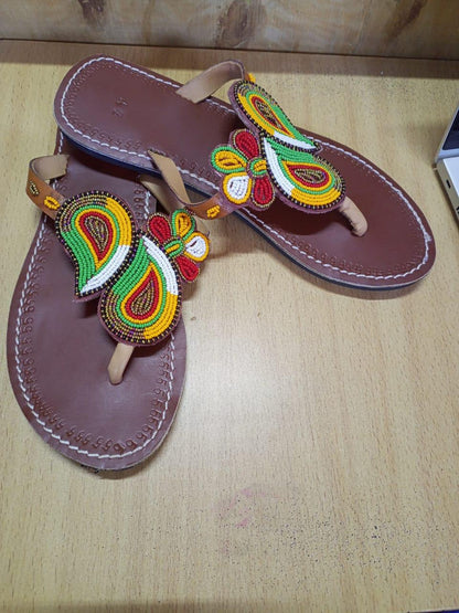 CUSTOMIZED African beaded sandals, summer sandals, Christmas gift for her,mom gift,beach sandals, leather sandals,