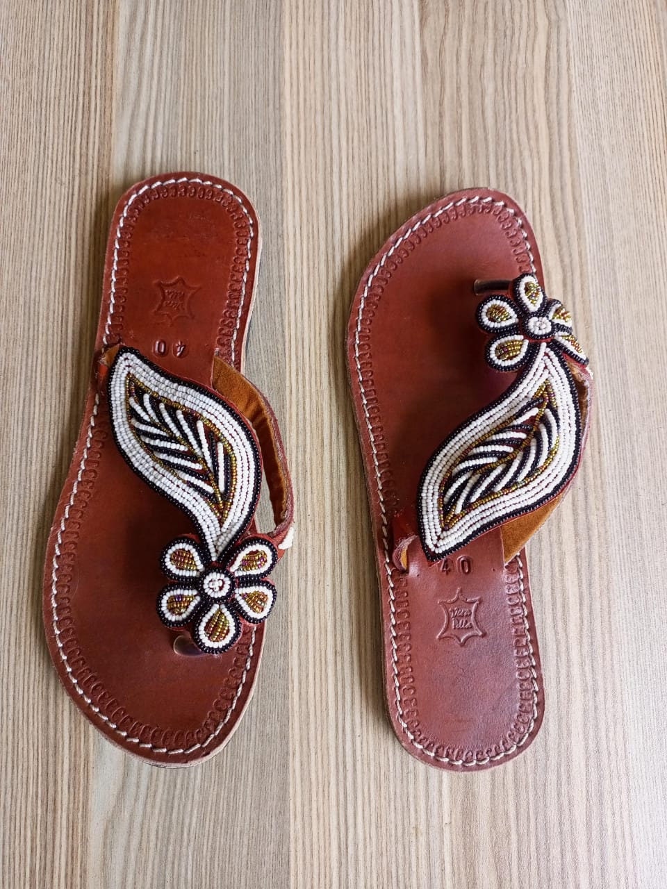 Handmade African Beaded Sandals/Authentic Maasai-Style Leather Flip-Flops Women/Boho Beach Sandals/Comfortable Summer Sandal African Gifts