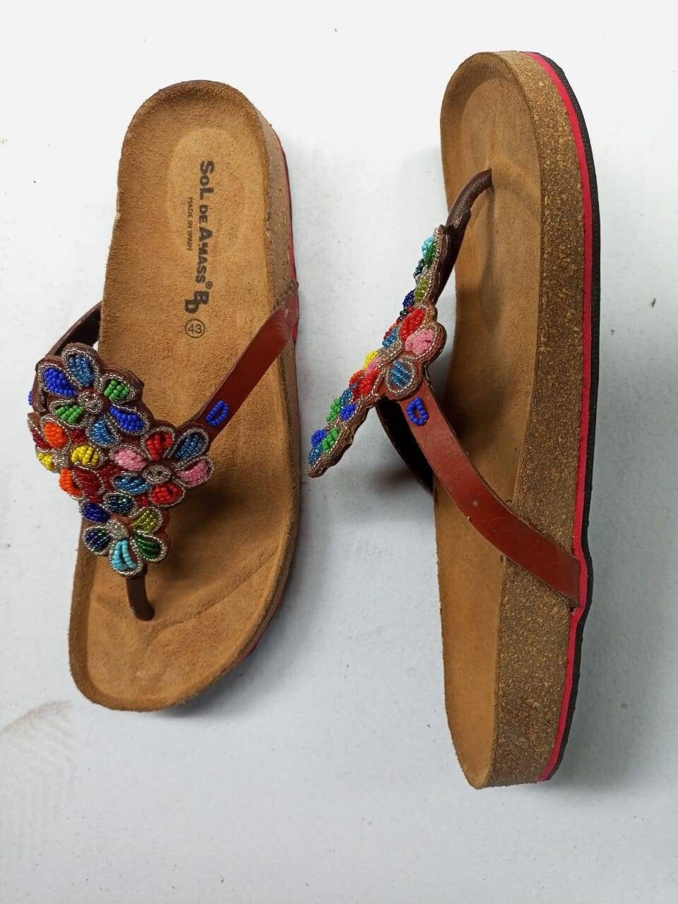 Handmade African Beaded Sandals/Authentic Maasai-Style Leather Flip-Flops Women/Boho Beach Sandals/Comfortable Summer Sandal African Gifts