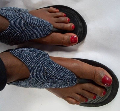 Handmade African Beaded Sandals/Authentic Maasai-Style Leather Flip-Flops Women/Boho Beach Sandals/Comfortable Summer Sandal African Gifts