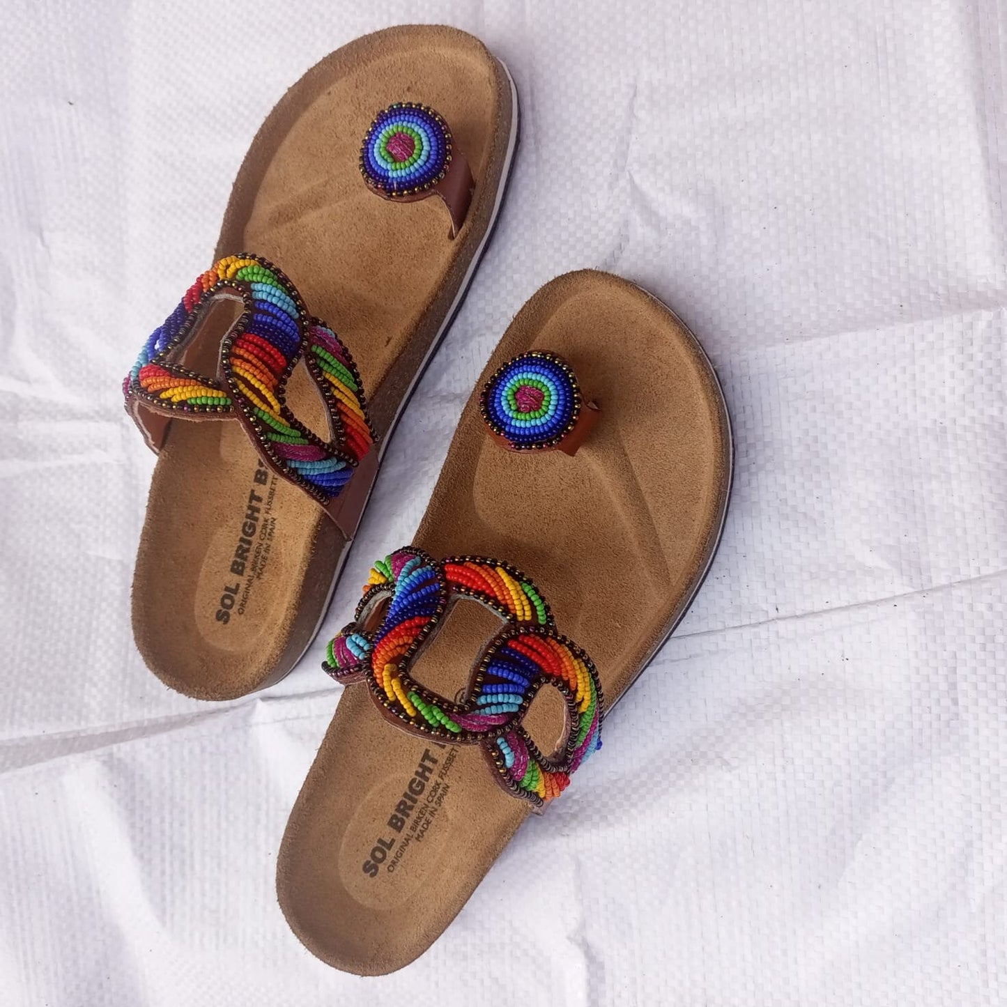 Handmade African Beaded Sandals/Authentic Maasai-Style Leather Flip-Flops Women/Boho Beach Sandals/Comfortable Summer Sandal African Gifts