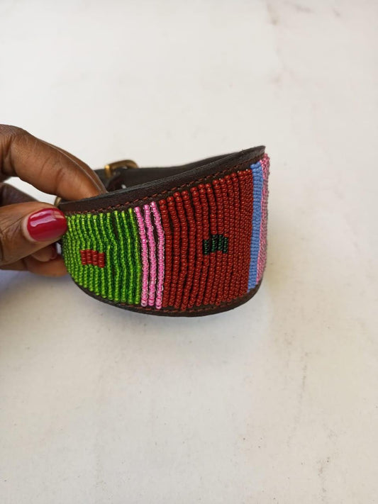 African Beaded Collar, Handmade Dog Collar , Maasai collar, Leather collar, Pet Gift, Christmas gift, Pet collar, Dog leash, Pet lead