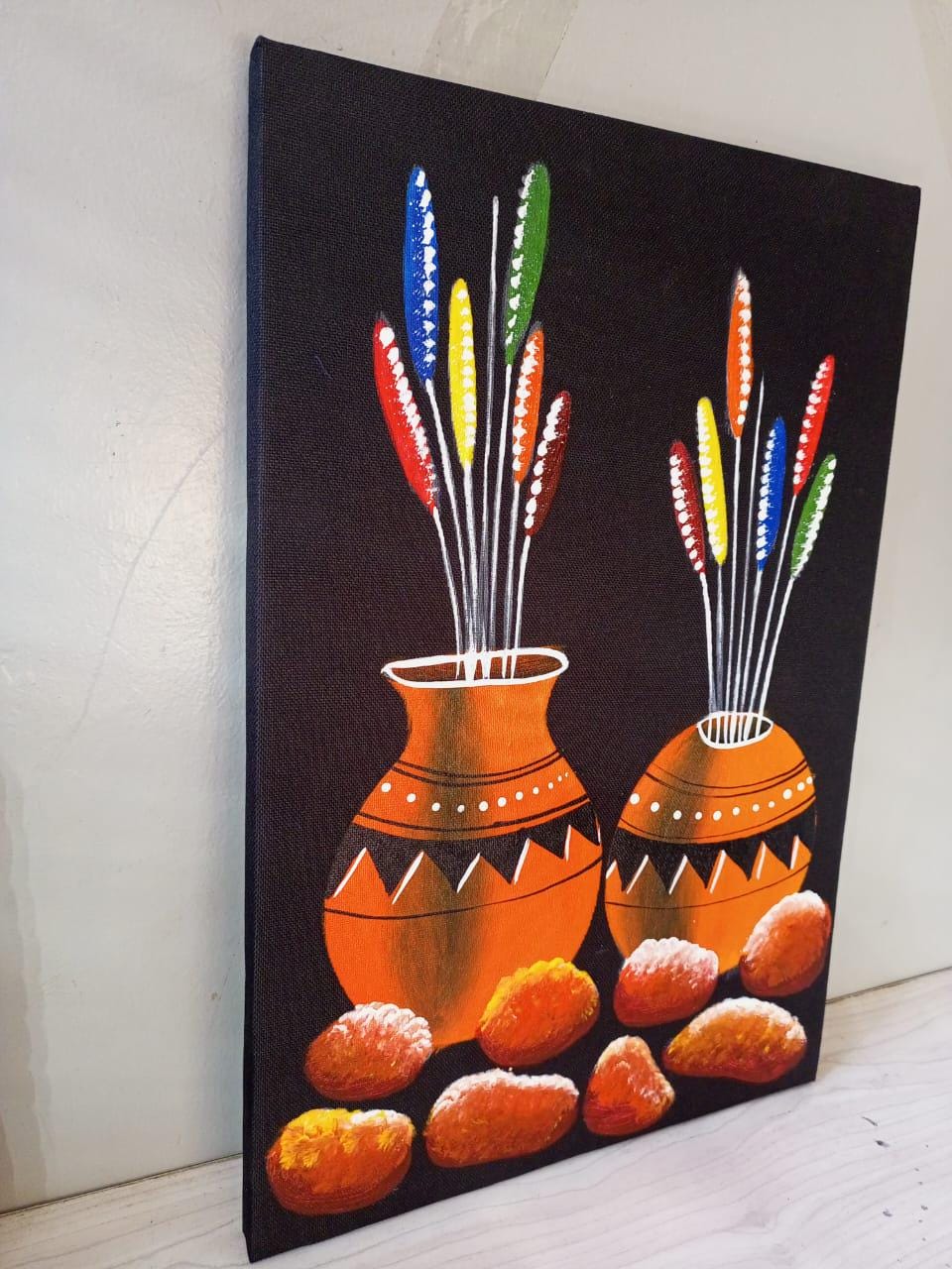 Handmade Canvas Wall Art | Festive Christmas Decor | Unique Gift for Holidays | Modern Boho Home Accent | Ready-to-Hang Painting