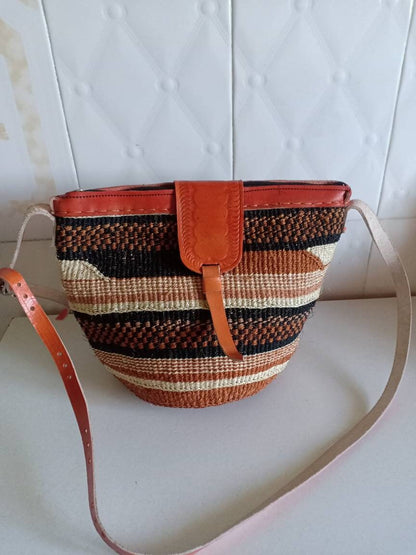 Handmade Woven Sisal Sling Bag - Boho Eco-Friendly Crossbody Bag | Sustainable Natural Fiber Purse | African Artisan Handcrafted Bag