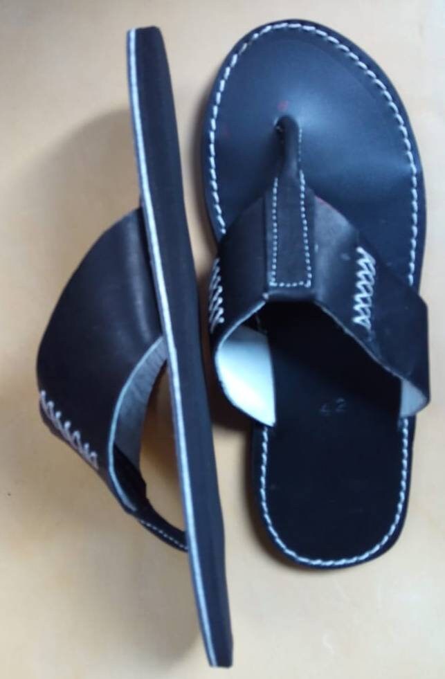 Handmade African Men's Sandals/Genuine Leather Beaded Flip-Flops/Comfortable Summer Sandals for Men/African Shoes/Unique Gift for Him