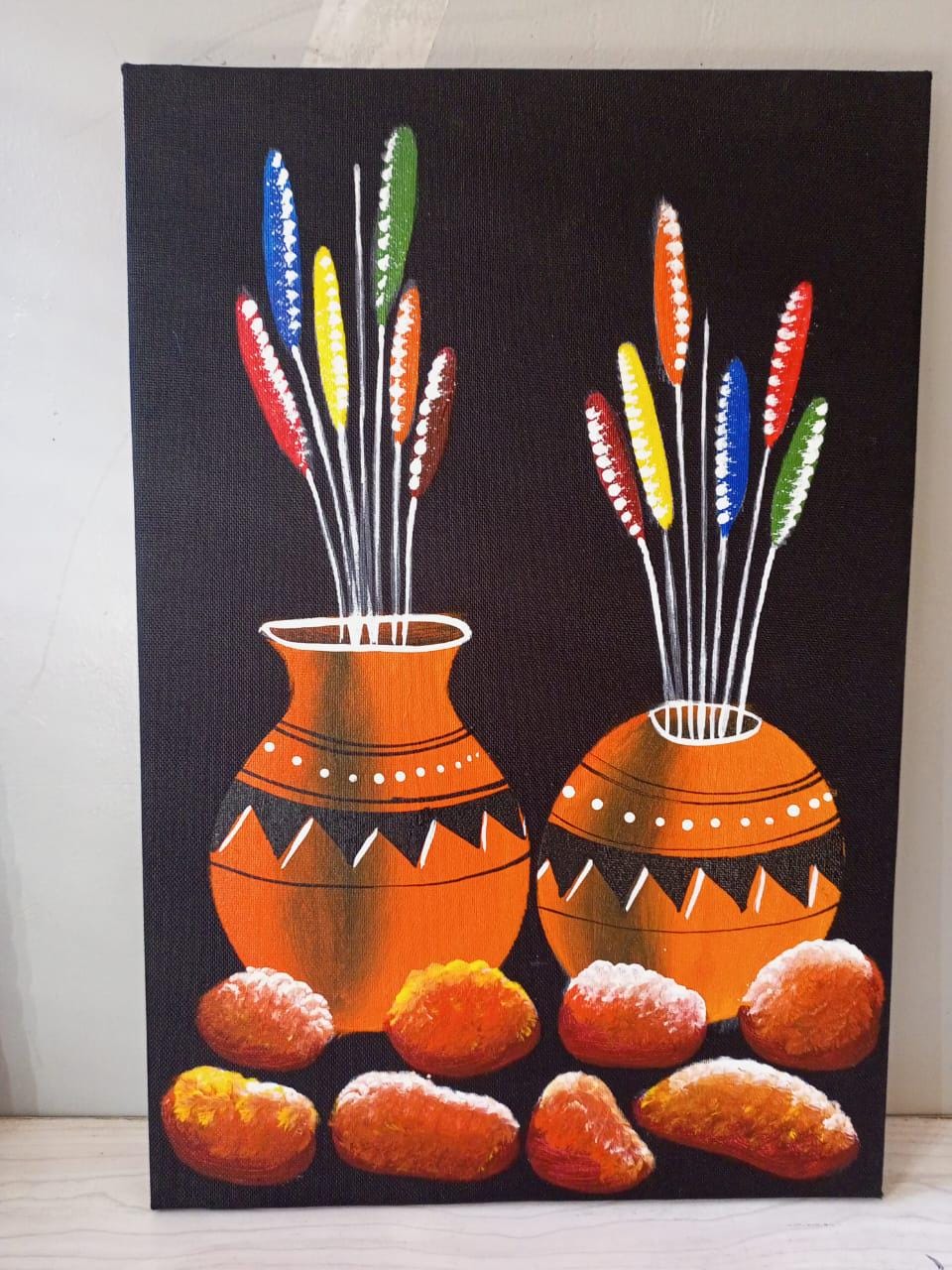 Handmade Canvas Wall Art | Festive Christmas Decor | Unique Gift for Holidays | Modern Boho Home Accent | Ready-to-Hang Painting