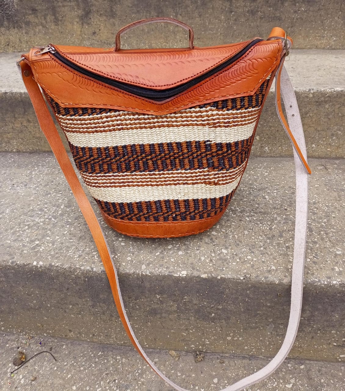 Handmade Woven Sisal Sling Bag - Boho Eco-Friendly Crossbody Bag | Sustainable Natural Fiber Purse | African Artisan Handcrafted Bag