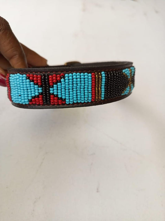 African Beaded Collar, Handmade Dog Collar , Maasai collar, Leather collar, Pet Gift, Christmas gift, Pet collar, Dog leash, Pet lead