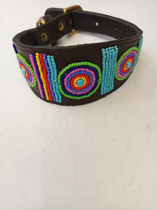 African Beaded Collar, Handmade Dog Collar , Maasai collar, Leather collar, Pet Gift, Christmas gift, Pet collar, Dog leash, Pet lead