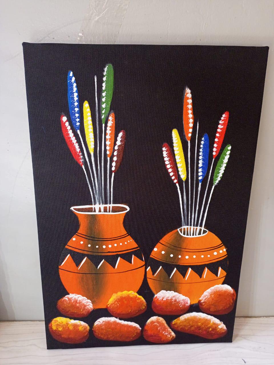Handmade Canvas Wall Art | Festive Christmas Decor | Unique Gift for Holidays | Modern Boho Home Accent | Ready-to-Hang Painting