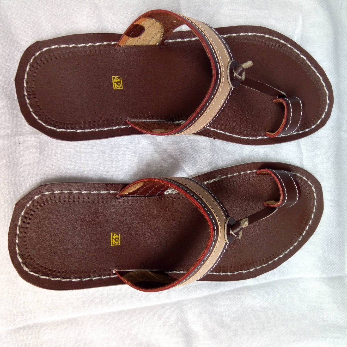 Handmade African Men's Sandals/Genuine Leather Beaded Flip-Flops/Comfortable Summer Sandals for Men/African Shoes/Unique Gift for Him