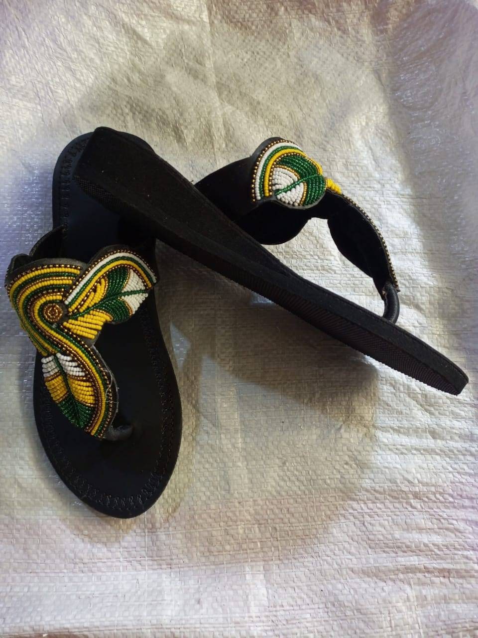 Handmade African Beaded Sandals/Authentic Maasai-Style Leather Flip-Flops Women/Boho Beach Sandals/Comfortable Summer Sandal African Gifts