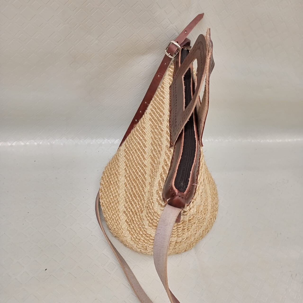 Handmade Woven Sisal Sling Bag - Boho Eco-Friendly Crossbody Bag | Sustainable Natural Fiber Purse | African Artisan Handcrafted Bag