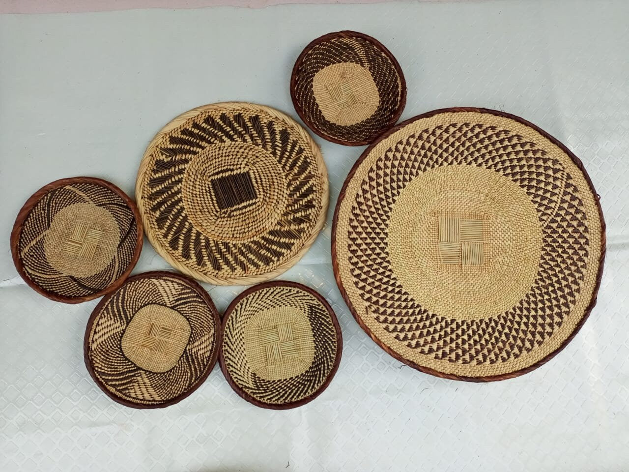Handwoven Tonga Basket | African Wall Decor | Boho Home Decor | Fair Trade Wall Hanging /Rustic Farmhouse Decor | Handmade Wall Art 14-20