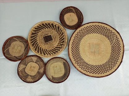 Handwoven Tonga Basket | African Wall Decor | Boho Home Decor | Fair Trade Wall Hanging /Rustic Farmhouse Decor | Handmade Wall Art 14-20