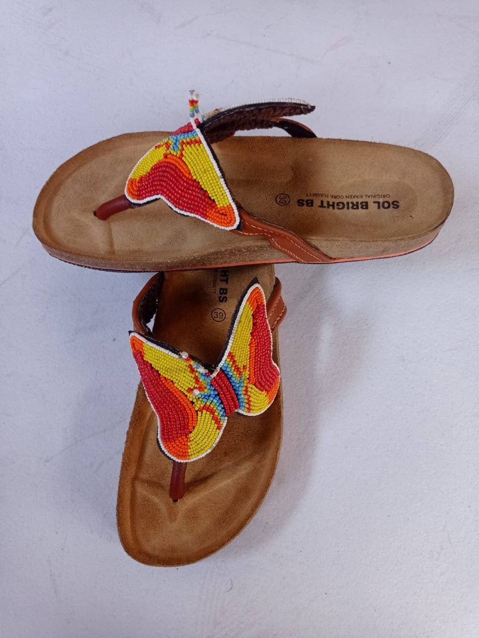 Handmade African Beaded Sandals/Authentic Maasai-Style Leather Flip-Flops Women/Boho Beach Sandals/Comfortable Summer Sandal African Gifts