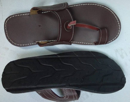 Handmade African Men's Sandals/Genuine Leather Beaded Flip-Flops/Comfortable Summer Sandals for Men/African Shoes/Unique Gift for Him