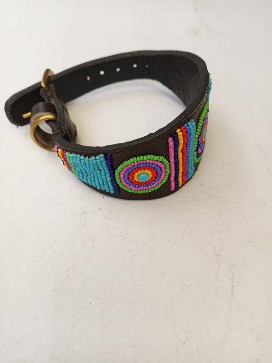 African Beaded Collar, Handmade Dog Collar , Maasai collar, Leather collar, Pet Gift, Christmas gift, Pet collar, Dog leash, Pet lead