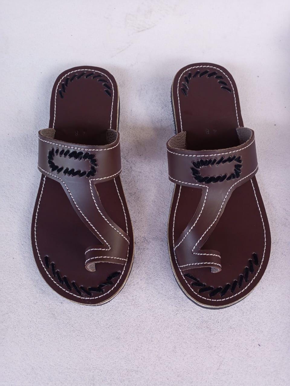 CUSTOMIZED Leather Men's Sandals/Genuine Leather Beaded Flip-Flops/Comfortable Summer Sandals for Men/African Shoes/Unique Gift for Him