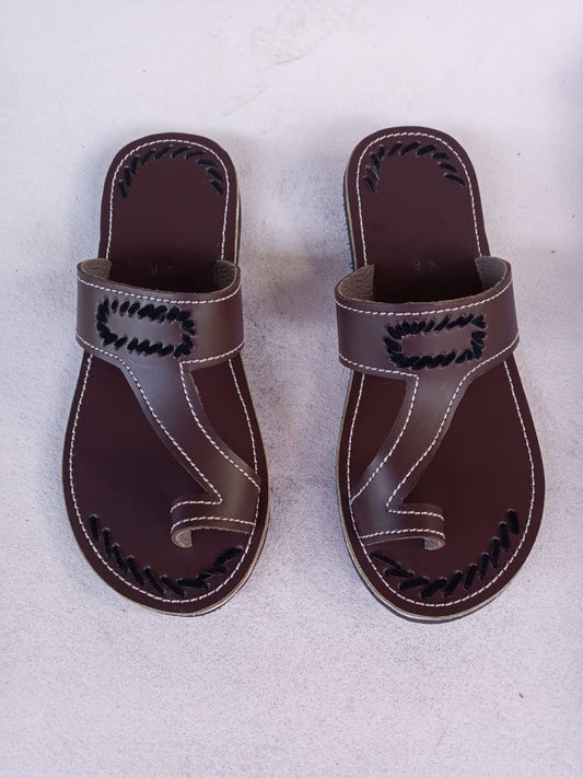 CUSTOMIZED Leather Men's Sandals/Genuine Leather Beaded Flip-Flops/Comfortable Summer Sandals for Men/African Shoes/Unique Gift for Him