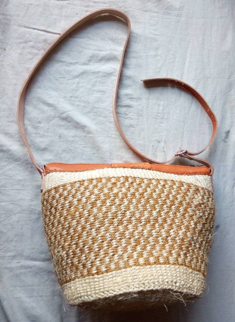 Handmade Woven Sisal Sling Bag - Boho Eco-Friendly Crossbody Bag | Sustainable Natural Fiber Purse | African Artisan Handcrafted Bag