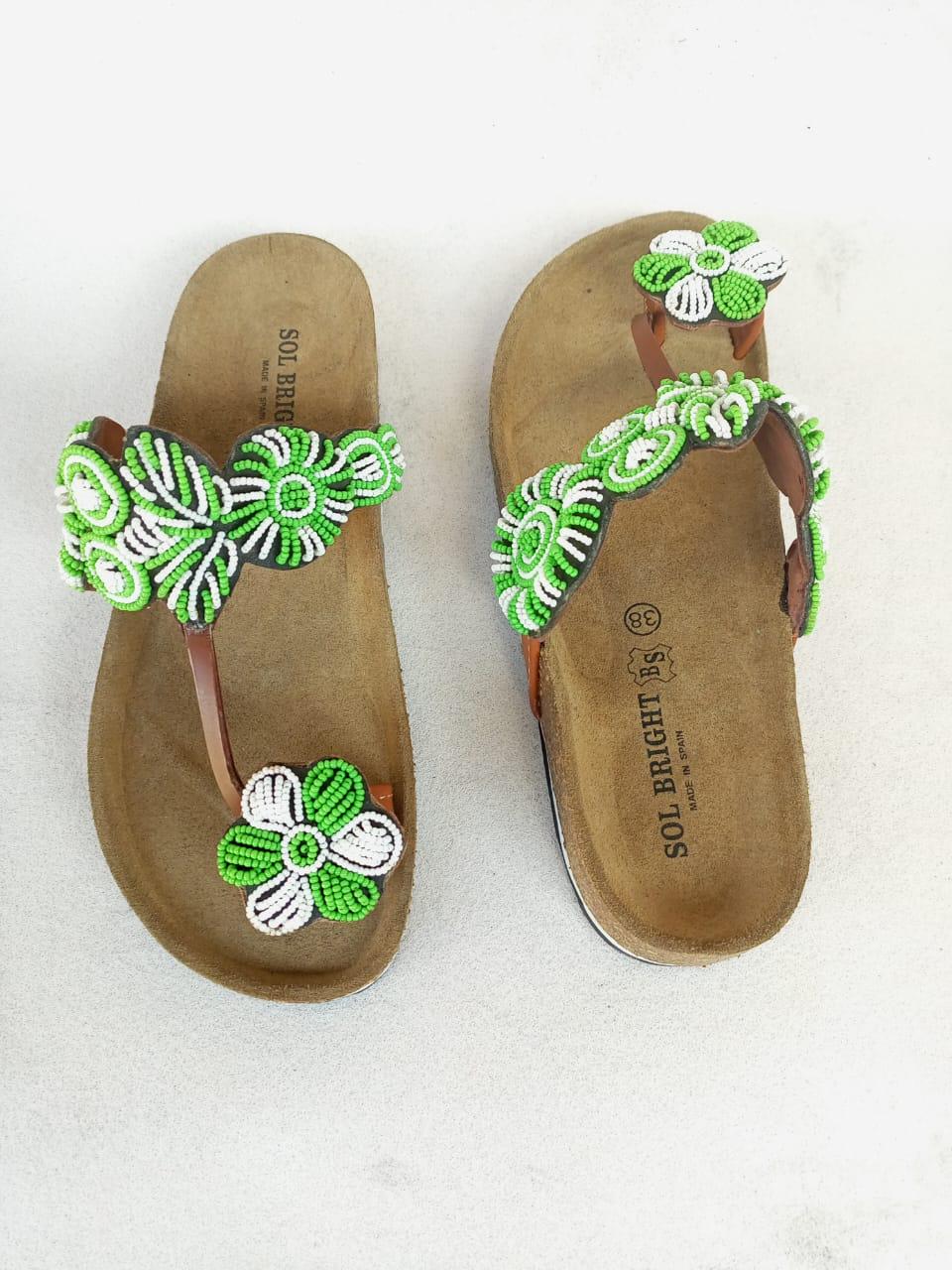 Handmade African Beaded Sandals/Authentic Maasai-Style Leather Flip-Flops Women/Boho Beach Sandals/Comfortable Summer Sandal African Gifts