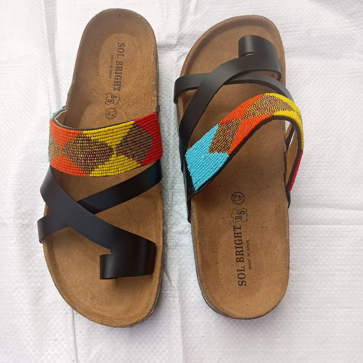 Handmade African Beaded Sandals/Authentic Maasai-Style Leather Flip-Flops Women/Boho Beach Sandals/Comfortable Summer Sandal African Gifts