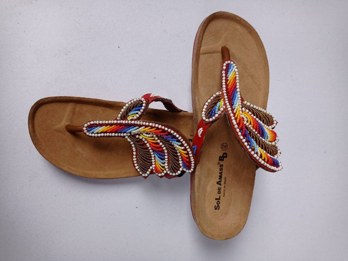 Handmade African Beaded Sandals/Authentic Maasai-Style Leather Flip-Flops Women/Boho Beach Sandals/Comfortable Summer Sandal African Gifts