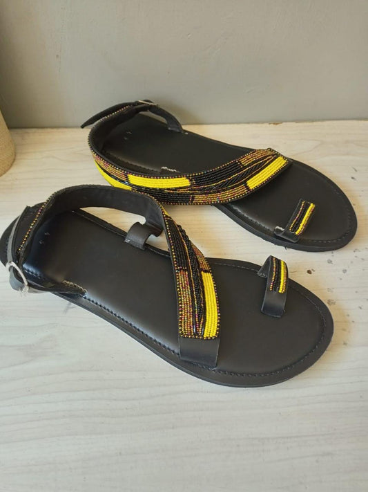 CUSTOMIZED African beaded sandals, summer sandals, Christmas gift for her,mom gift,beach sandals, leather sandals,