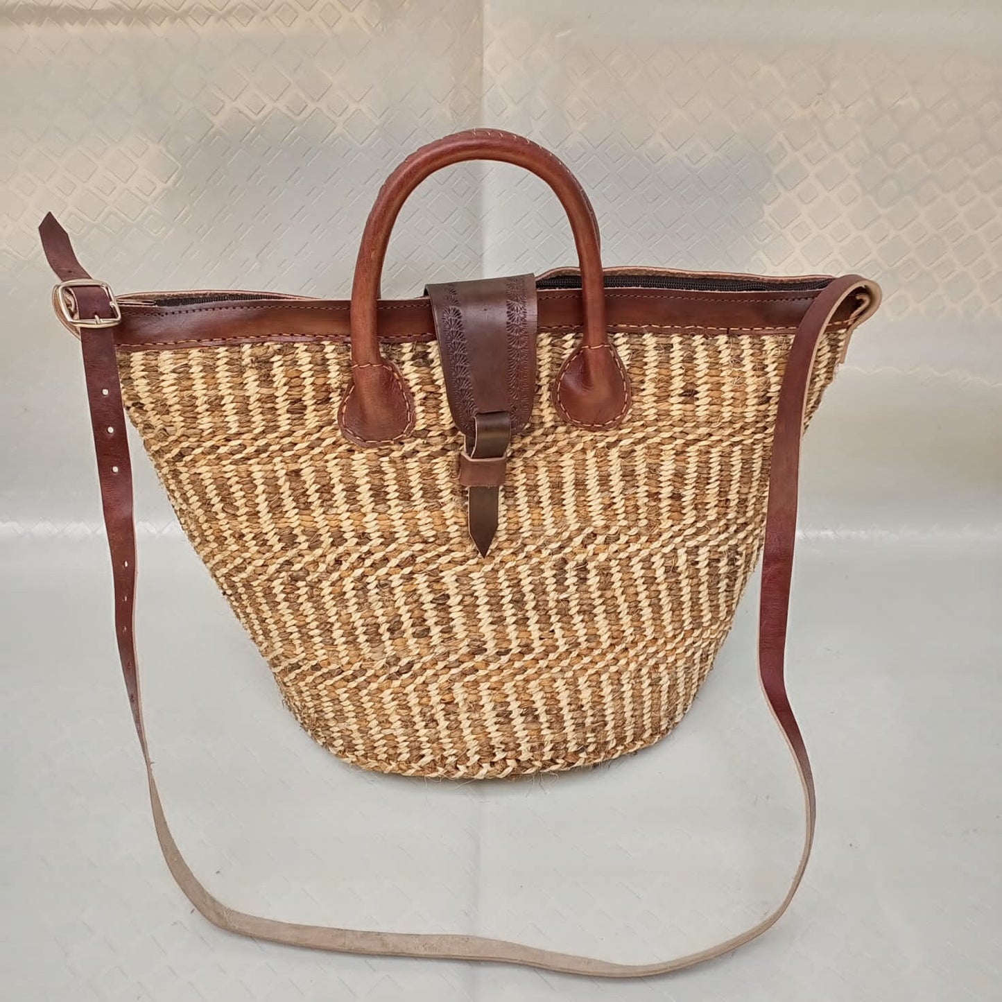Handmade Woven Sisal Sling Bag - Boho Eco-Friendly Crossbody Bag | Sustainable Natural Fiber Purse | African Artisan Handcrafted Bag