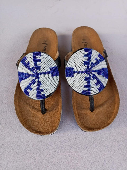 Handmade African Beaded Sandals/Authentic Maasai-Style Leather Flip-Flops Women/Boho Beach Sandals/Comfortable Summer Sandal African Gifts