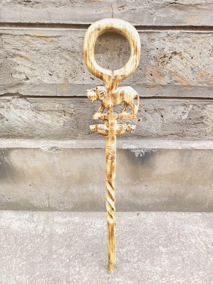Handcrafted Wooden Walking Stick/Authentic Tribal Hiking Staff/Wooden Walking Cane/Unique Walking Cane Gift