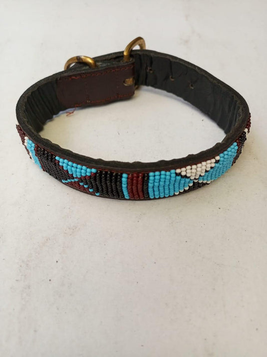 African Beaded Collar, Handmade Dog Collar , Maasai collar, Leather collar, Pet Gift, Christmas gift, Pet collar, Dog leash, Pet lead