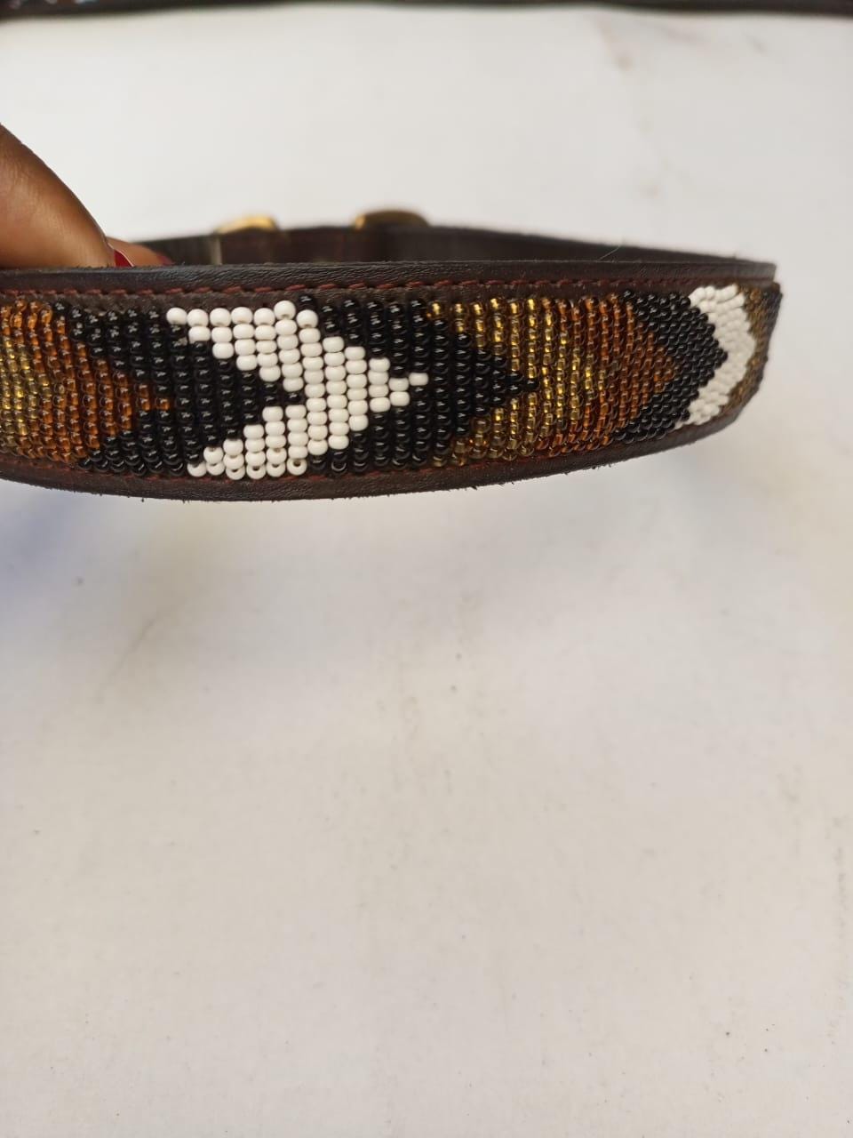 African Beaded Collar, Handmade Dog Collar , Maasai collar, Leather collar, Pet Gift, Christmas gift, Pet collar, Dog leash, Pet lead