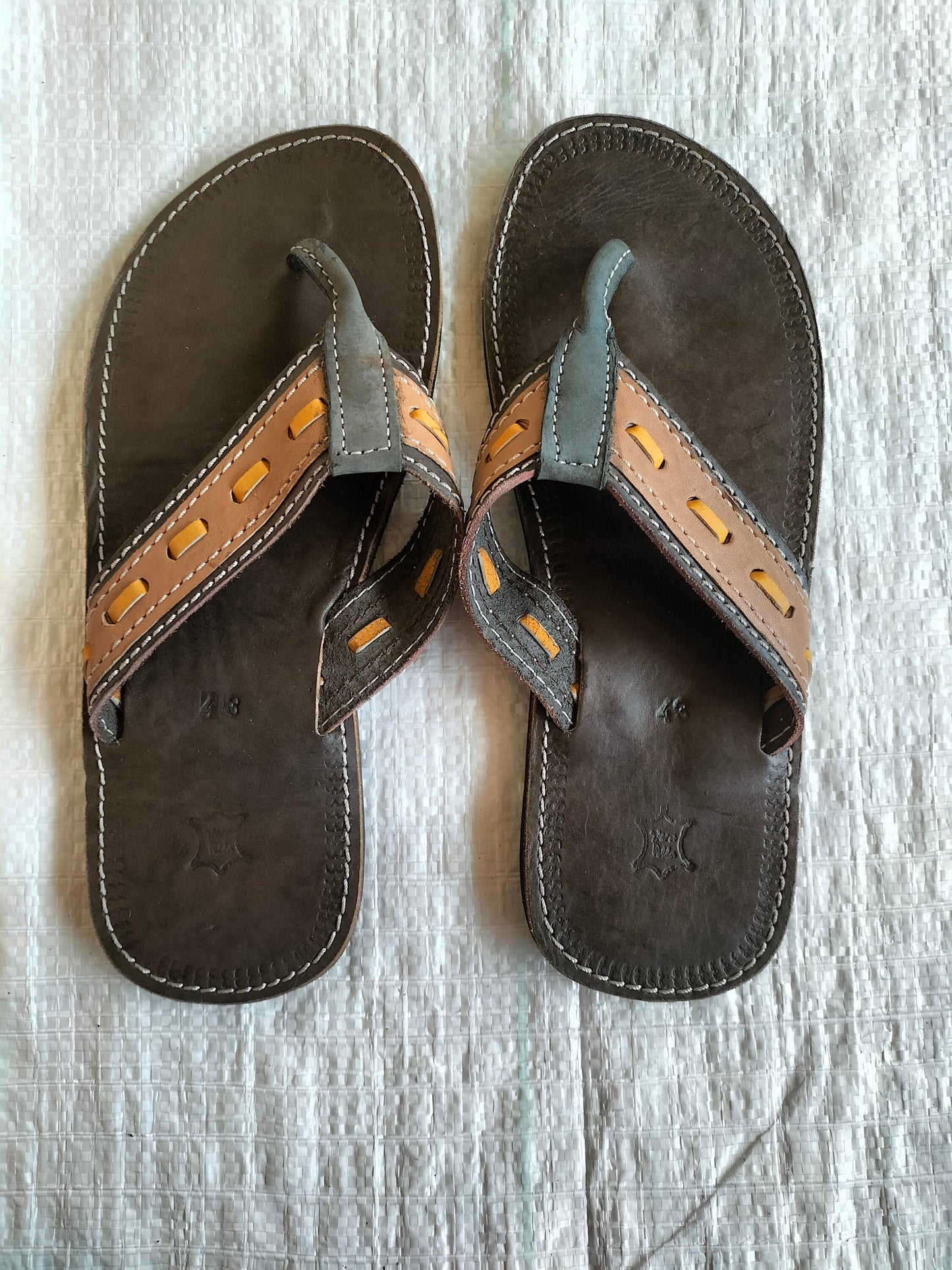 Handmade African Men's Sandals/Genuine Leather Beaded Flip-Flops/Comfortable Summer Sandals for Men/African Shoes/Unique Gift for Him