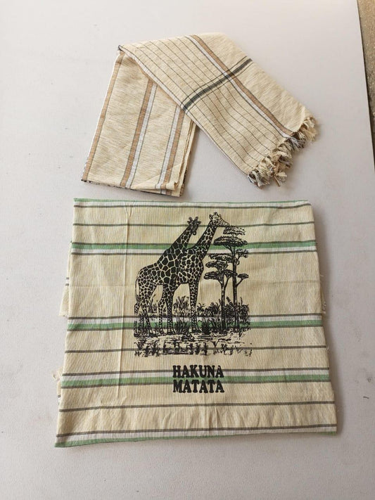 Hakuna Matata Authentic Kenyan Kikoy, Handwoven Wraps - Scarves & Beachwear, African Sarong, Beach Cover Up