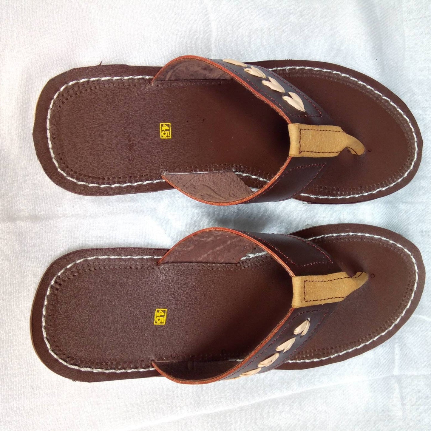 Handmade African Men's Sandals/Genuine Leather Beaded Flip-Flops/Comfortable Summer Sandals for Men/African Shoes/Unique Gift for Him