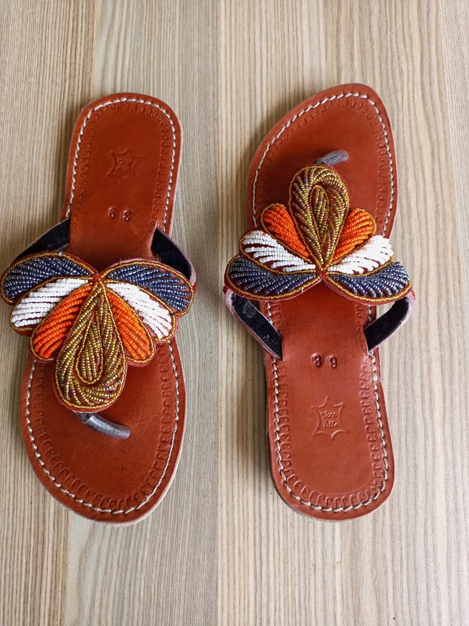 Handmade African Beaded Sandals/Authentic Maasai-Style Leather Flip-Flops Women/Boho Beach Sandals/Comfortable Summer Sandal African Gifts