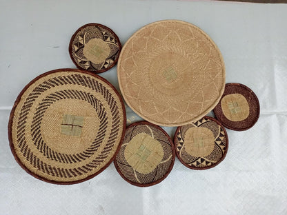 Handwoven Tonga Basket | African Wall Decor | Boho Home Decor | Fair Trade Wall Hanging /Rustic Farmhouse Decor | Handmade Wall Art 8-18
